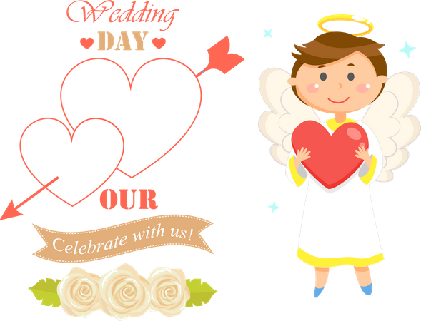 Invitación a la ceremonia de la fecha de la boda por parte de la pareja  Ilustración