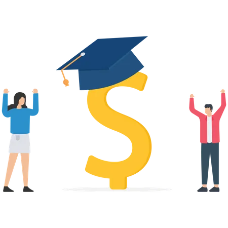 Education Cost Tuition Or Scholarship Money For University Or Graduation School Expense Or Student Debt College Diploma Concept Illustration