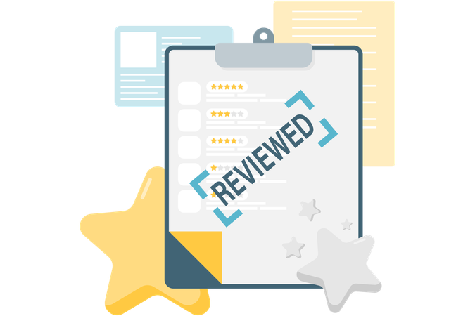 Feedback checklist with review stamp  Illustration