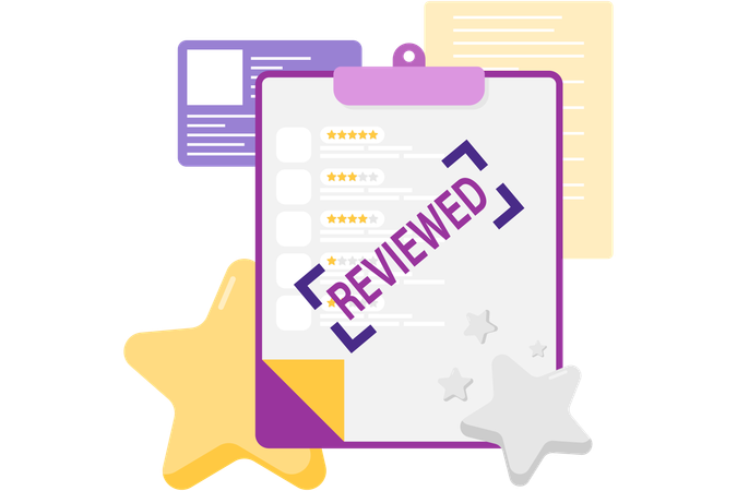 Feedback checklist with review stamp  Illustration