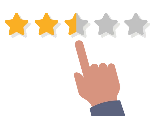 Avaliação de feedback do cliente com estrelas na avaliação do produto  Ilustração