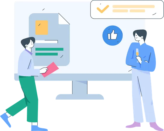 Suporte ao cliente analisando feedbacks  Ilustração