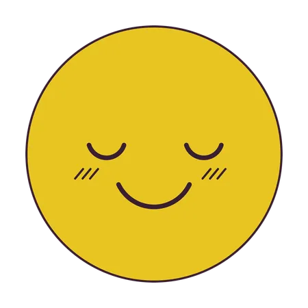 Feeling Delighted Emoji Flat Line Color Isolated Vector Icon Good Mood Customer Satisfaction Editable Clip Art Element On White Background Simple Outline Cartoon Spot Illustration For Web Design Illustration
