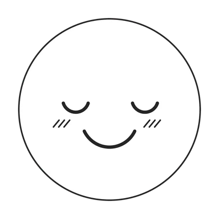 Feeling Delighted Emoji Flat Monochrome Isolated Vector Icon Good Mood Customer Satisfaction Editable Black And White Line Art Drawing Simple Outline Spot Illustration For Web Graphic Design Illustration