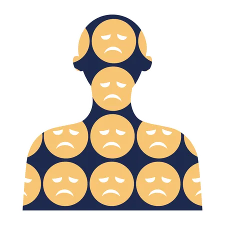 Depression Concept Mental Disorder Feeling Of Despair And Helplessness Negative Emotions And Suffer Behind Character Face Flat Vector Illustration Illustration