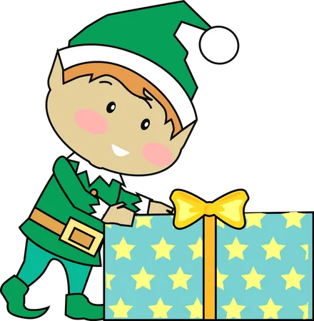 Elfes féeriques avec des cadeaux de Noël  Illustration