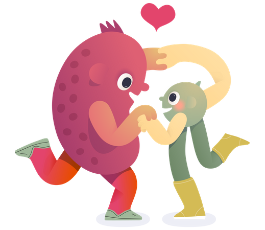 Feijão e uma ervilha apaixonados  Illustration