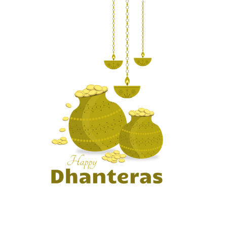 Felices dhanteras con kalash  Ilustración