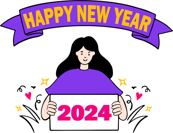 Feliz Ano Novo 2024  Ilustração