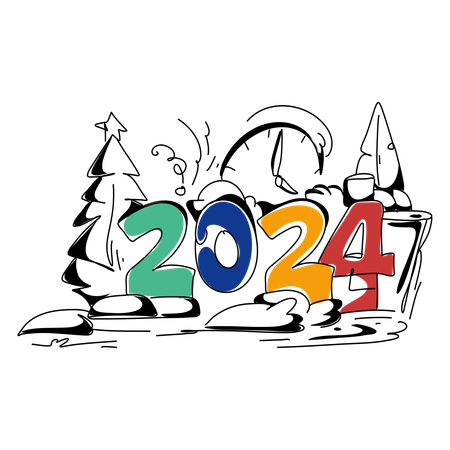 Feliz Ano Novo 2024  Ilustração