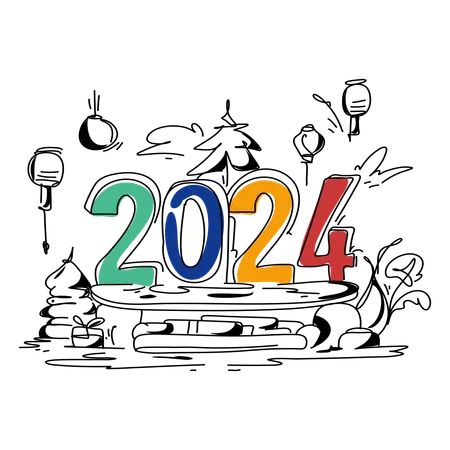 Feliz Ano Novo 2024  Ilustração