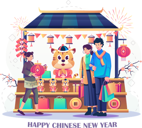 Feliz Ano Novo Chinês  Ilustração