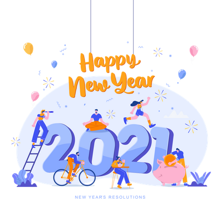 Feliz año nuevo 2021  Ilustración