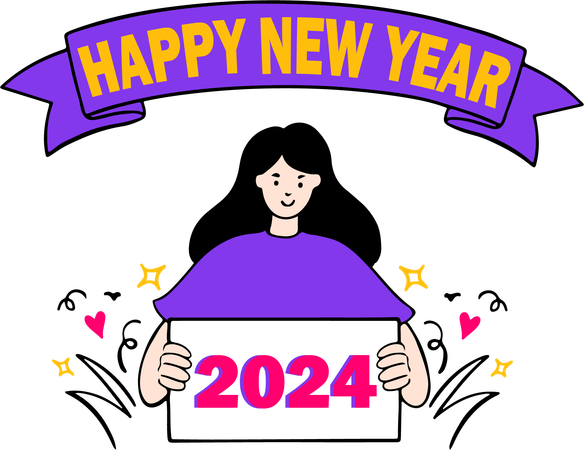 Feliz año nuevo 2024  Ilustración