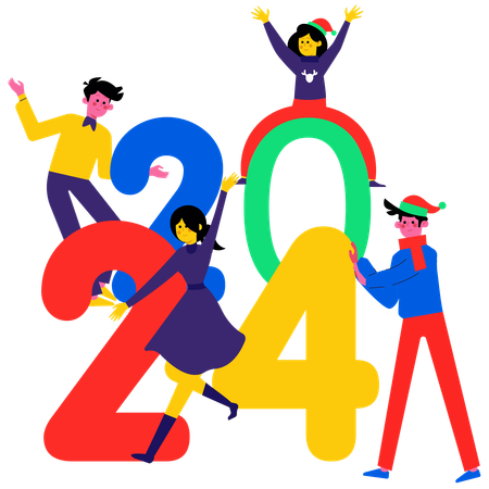 Feliz año nuevo 2024  Ilustración