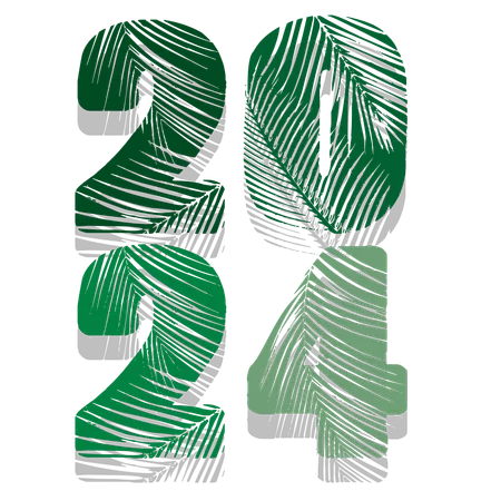 Feliz año nuevo 2024 fuente y tipografía  Ilustración