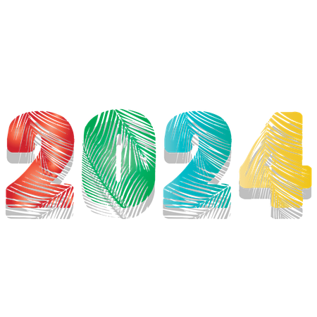 Feliz año nuevo 2024 fuente y tipografía  Ilustración