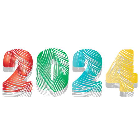 Feliz año nuevo 2024 fuente y tipografía  Ilustración