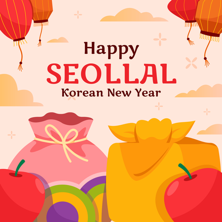 Feliz año nuevo coreano seollal  Ilustración