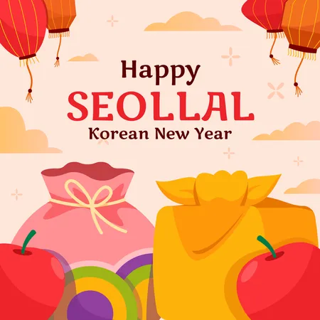 Feliz año nuevo coreano seollal  Ilustración