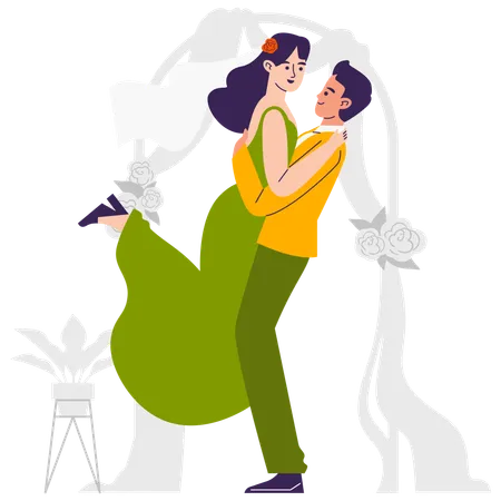 Feliz celebração de casamento  Ilustração