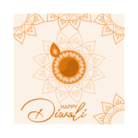 Feliz celebração de Diwali com lamparinas a óleo  Ilustração