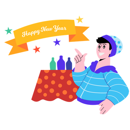 Feliz celebración de año nuevo  Ilustración