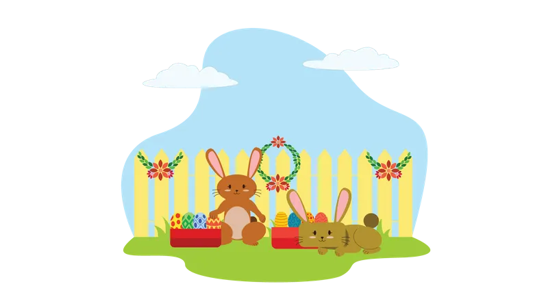 Feliz celebración del día de pascua  Ilustración