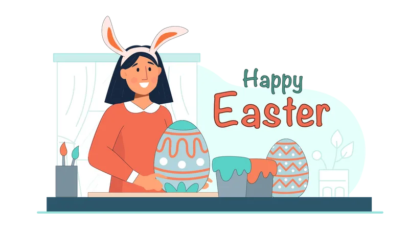 Feliz celebración del día de pascua  Ilustración