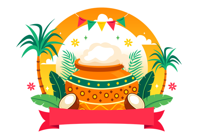 Feliz celebración de Pongal  Ilustración