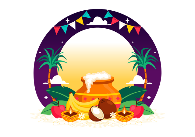 Feliz celebración de Pongal  Ilustración