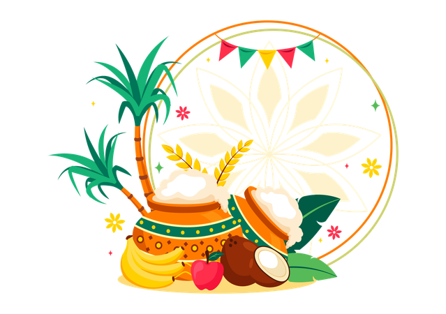 Feliz celebración de Pongal  Ilustración