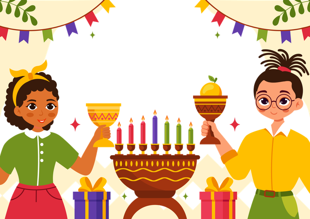 Feliz celebración de kwanzaa  Ilustración