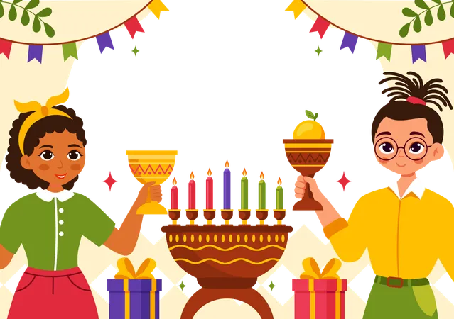 Feliz celebración de kwanzaa  Ilustración