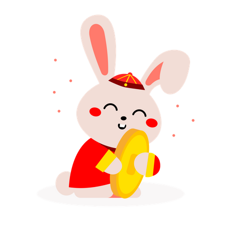 Conejo feliz celebrando el año nuevo chino  Ilustración