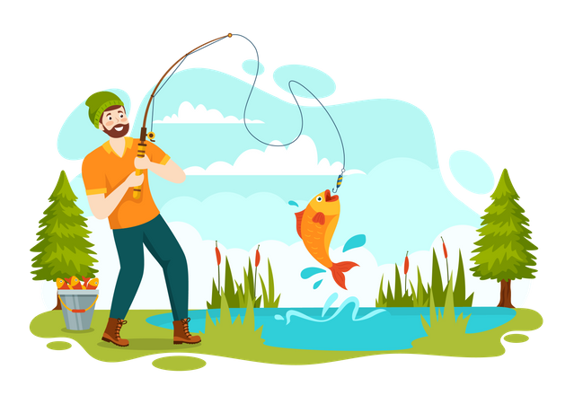 Feliz dia da pesca  Ilustração