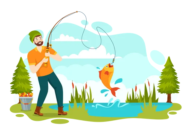 Feliz dia da pesca  Ilustração