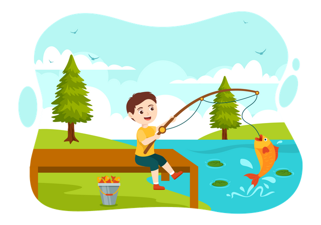Feliz dia da pesca  Ilustração