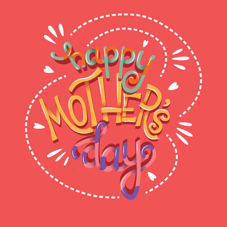 Feliz Dia das Mães, letras manuais tipografia design de cartaz moderno  Ilustração