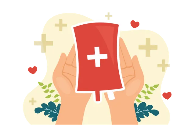 Dia Mundial Del Donante De Sangre El 14 De Junio Ilustracion Con Sangre Humana Donada Para Entregar Al Destinatario En Plantillas Dibujadas A Mano De Dibujos Animados Planos Para Salvar Vidas Ilustración