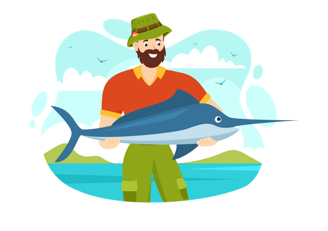 Feliz dia de la pesca  Ilustración