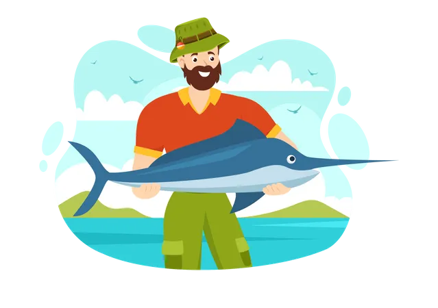 Feliz dia de la pesca  Ilustración