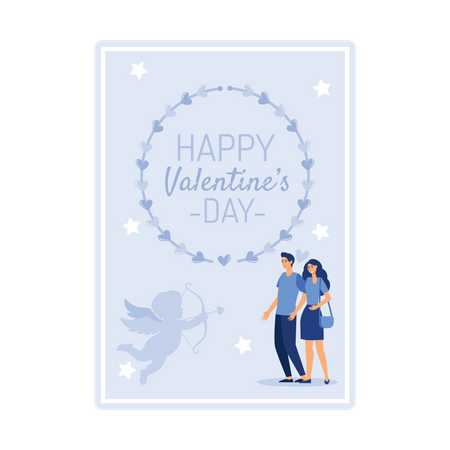 Feliz día de San Valentín tarjeta de felicitación de regalo  Ilustración