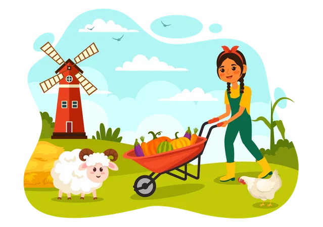 Feliz dia dos agricultores  Ilustração