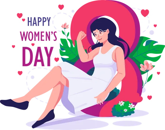 Feliz Dia Internacional da Mulher, 8 de março  Ilustração