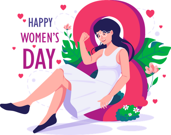 Feliz Día Internacional de la Mujer el 8 de marzo  Ilustración