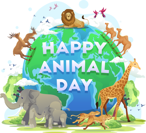 Feliz dia mundial dos animais  Ilustração