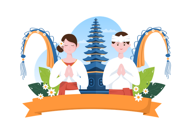 Feliz día de Nyepi  Ilustración