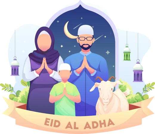 Saudação feliz de Eid Al Adha Mubarak  Ilustração