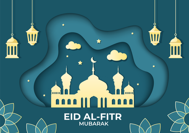 Feliz Eid Al-Fitr Mubarak  Ilustração